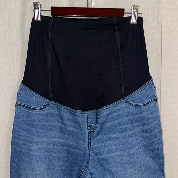 isabel 4/27 Medium Wash Blue Maternity Denim Jegging Criss Cross Back - Picture 3 of 14